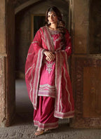 Prazu Fashion Pink Chinon Silk Embroidered Sharara Suit - Distacart