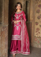 Prazu Fashion Pink Chinon Silk Embroidered Sharara Suit - Distacart