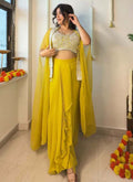Prazu Fashion Yellow Georgette Embroidered Sequence Western Suit - Distacart