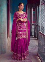 Prazu Fashion Purple Chinon Silk Embroidered Sharara Suit - Distacart