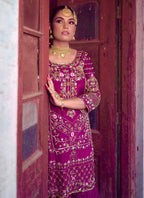 Prazu Fashion Purple Chinon Silk Embroidered Sharara Suit - Distacart