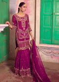 Prazu Fashion Purple Chinon Silk Embroidered Sharara Suit - Distacart