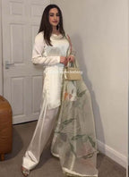Prazu Fashion Off White Japan Satin Silk Designer Palazzo Suit