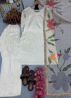 Prazu Fashion Off White Japan Satin Silk Designer Palazzo Suit