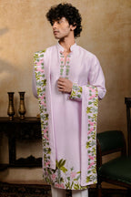 Falling Raw Silk Lavinder Taruni Hamsa Kurta Set By Hilo Design