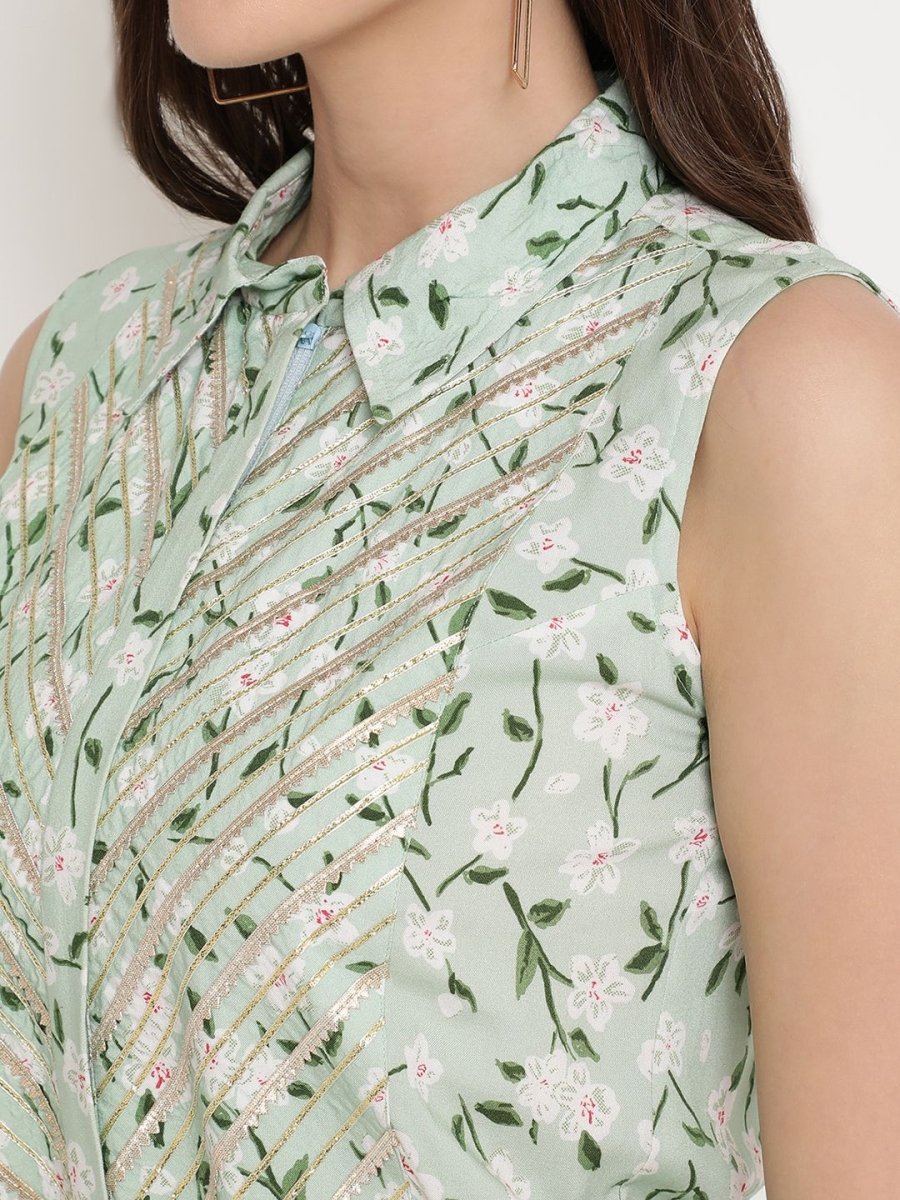 Ahalyaa Womens Mint Rayon Printed Jumpsuit