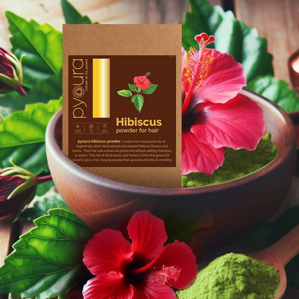 Pyoura Hibiscus Powder 100% Pure & Natural Blend Of Flowers & Leaves Hair Mask