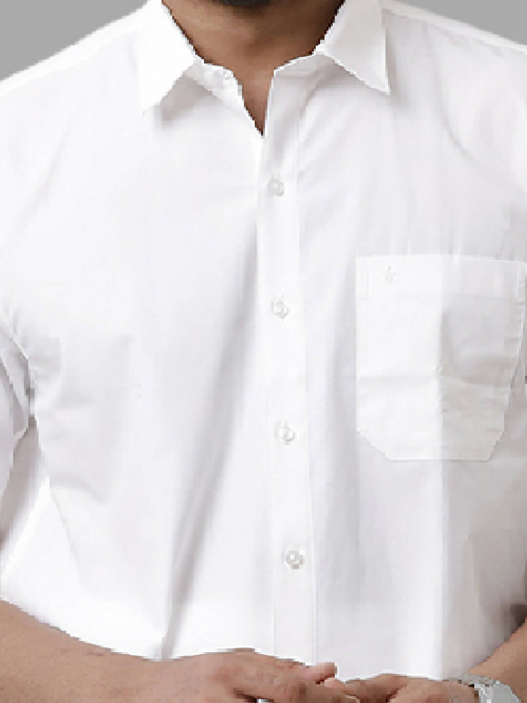 Ramraj Cotton Mens Half Sleeve Formal Poly Cotton White Shirt