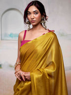 Shree Shyam Fashion Tissue Silk Yellow Saree - Distacart