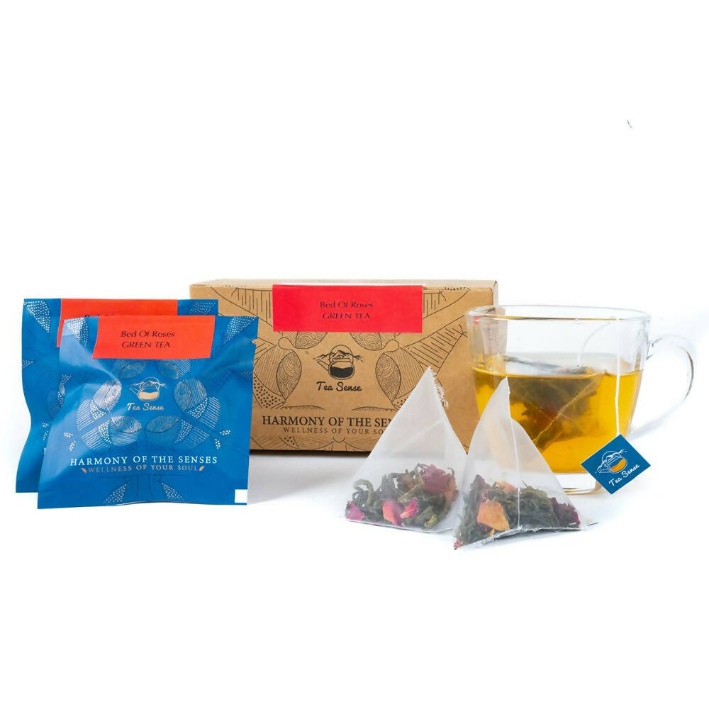 Tea Sense Bed Of Roses Green Tea Bags Box - Distacart