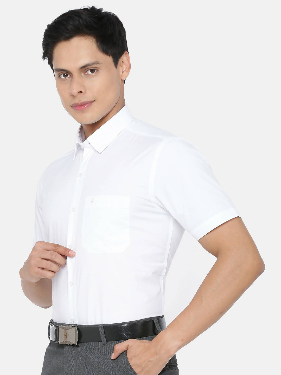Ramraj Cotton Mens Half Sleeve Formal 100 % Cotton White Shirt