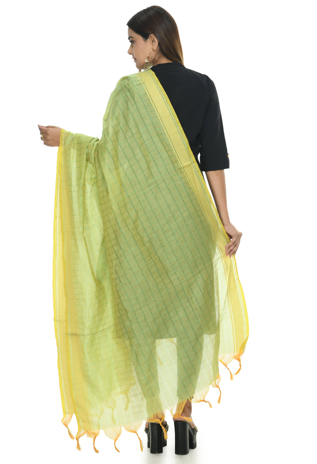 Mominos Fashion Moeza Handloom Cotton Pista Green Dupatta - Distacart