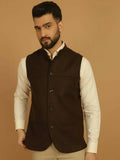 Even Apparels Pure Wool Nehru Jacket - Brown