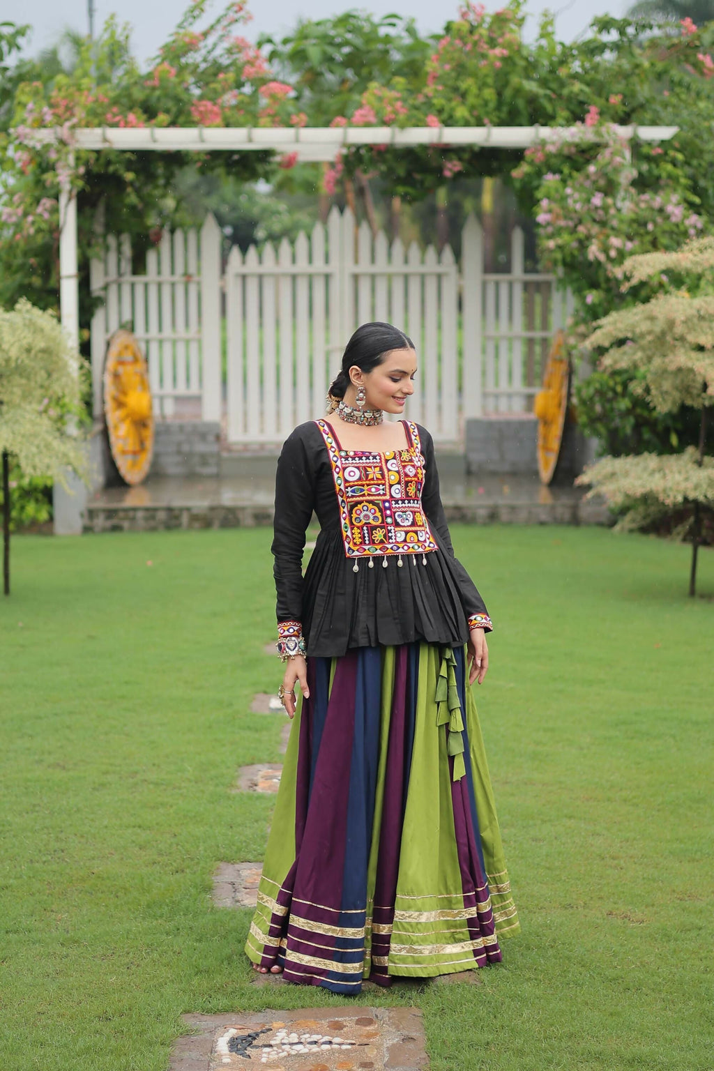 Lorenvalley Fashion Multicolor Rayon with Attractive Gota-Patti Lace Lehenga Choli