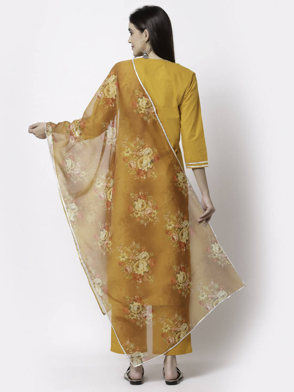 Myshka Trendy Women's Cotton Round Neck Casual Kurta Pant Dupatta Set - Distacart