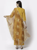 Myshka Trendy Women's Cotton Round Neck Casual Kurta Pant Dupatta Set - Distacart