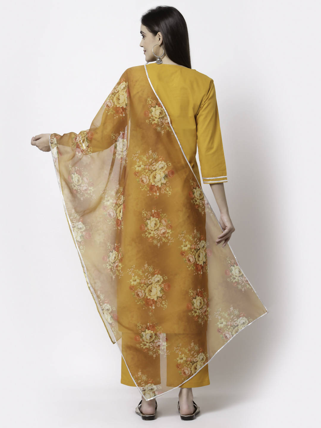 Myshka Trendy Women's Cotton Round Neck Casual Kurta Pant Dupatta Set - Distacart