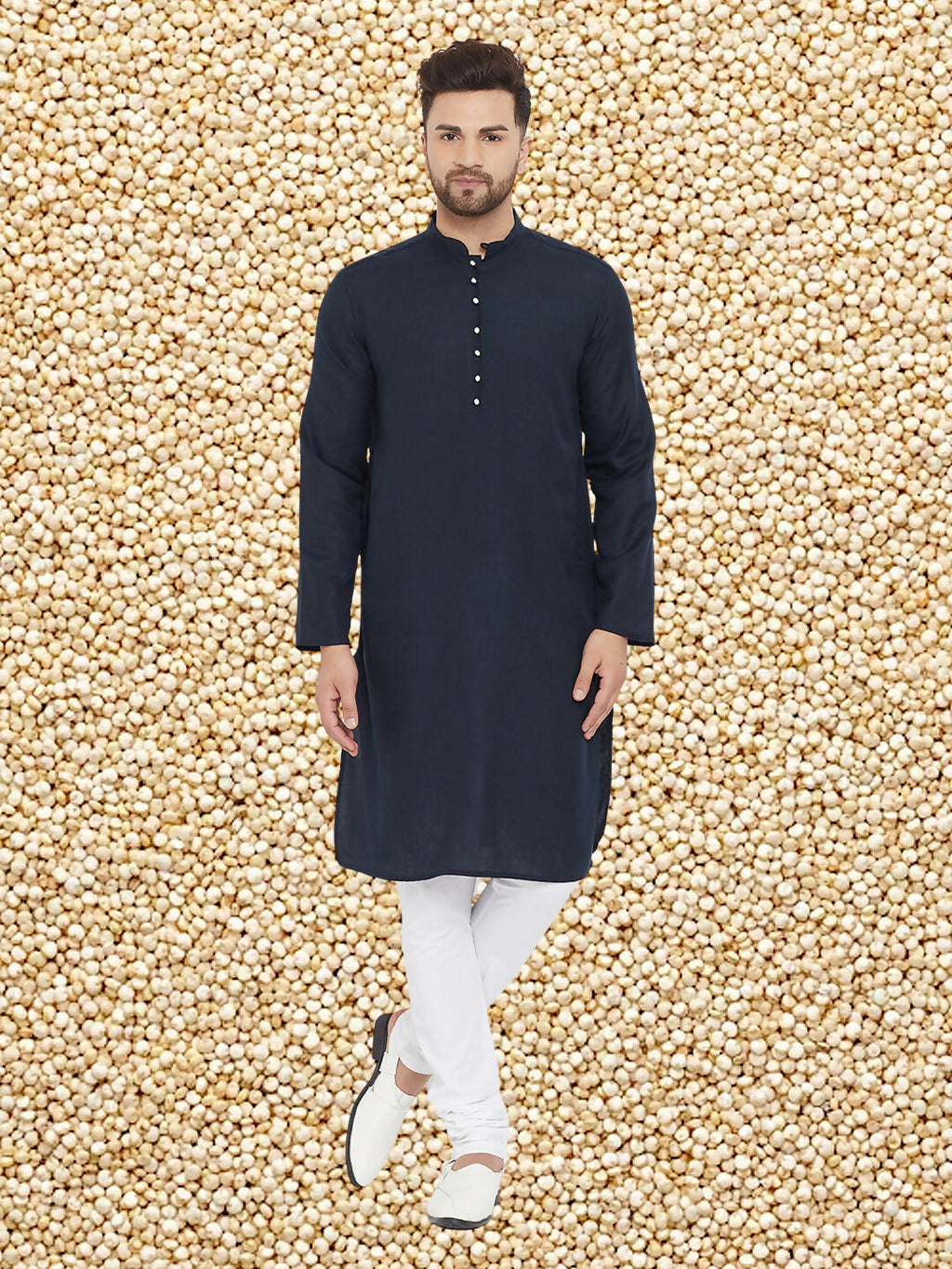 Even Apparels Men's Pure Cotton Navy Kurta
