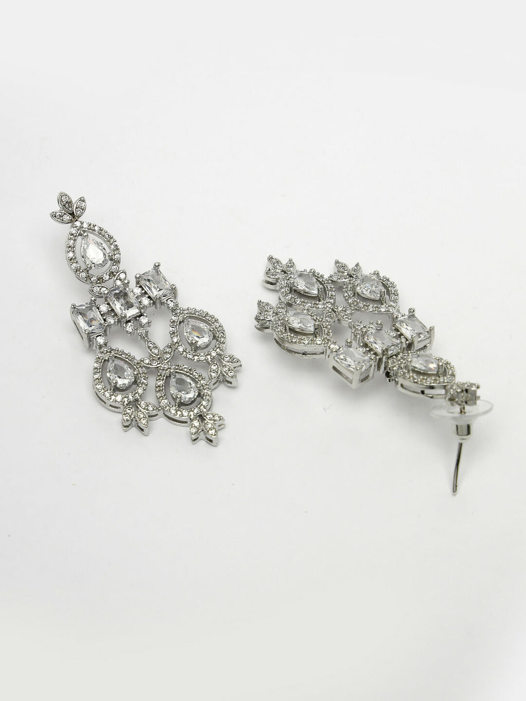 NVR Women's Silver-Plated Cubic Zirconia Studded Handcrafted Jewellery Set
