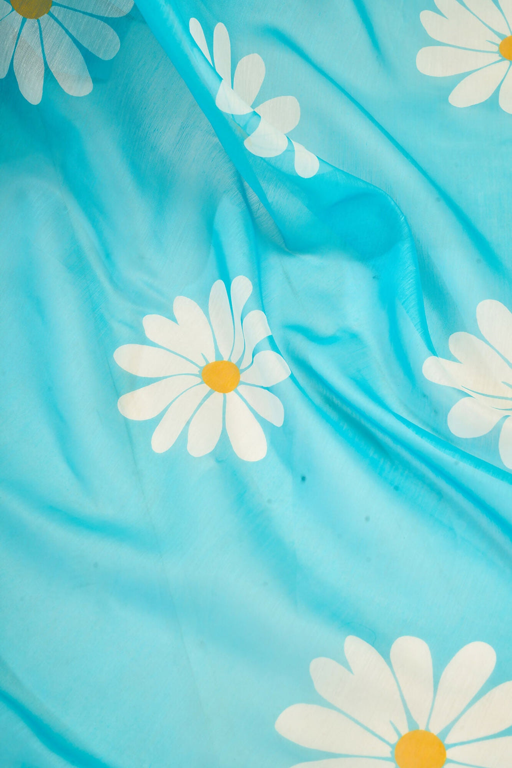 Vastranavya Sky Blue Digital Printed Linen Ready To Wear Designer Saree with Unstitched Blouse - Distacart