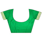 Joban Fashion Green Woven Zari Motifs Lichi Silk Banarasi Silk Saree - Distacart