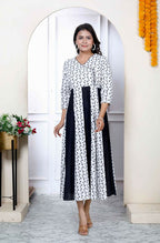 Miravan Women's Cotton White Bird Print Anarkali Kurta
