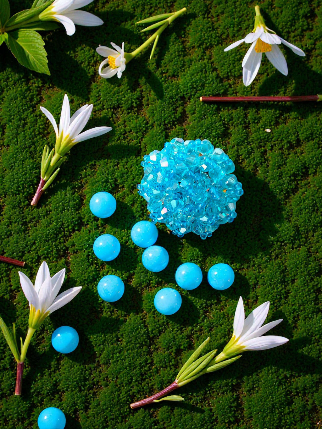 Inhanns Rang-E-Roshan Adjustable Ring – Handmade Crystal Statement Ring - Sky Blue Small
