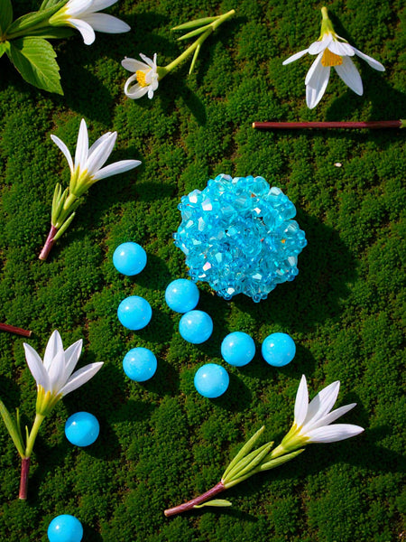 Inhanns Rang-E-Roshan Adjustable Ring – Handmade Crystal Statement Ring - Sky Blue Small