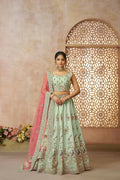 Kesar Fab Green Zari Silk Hand_Woven Lehenga