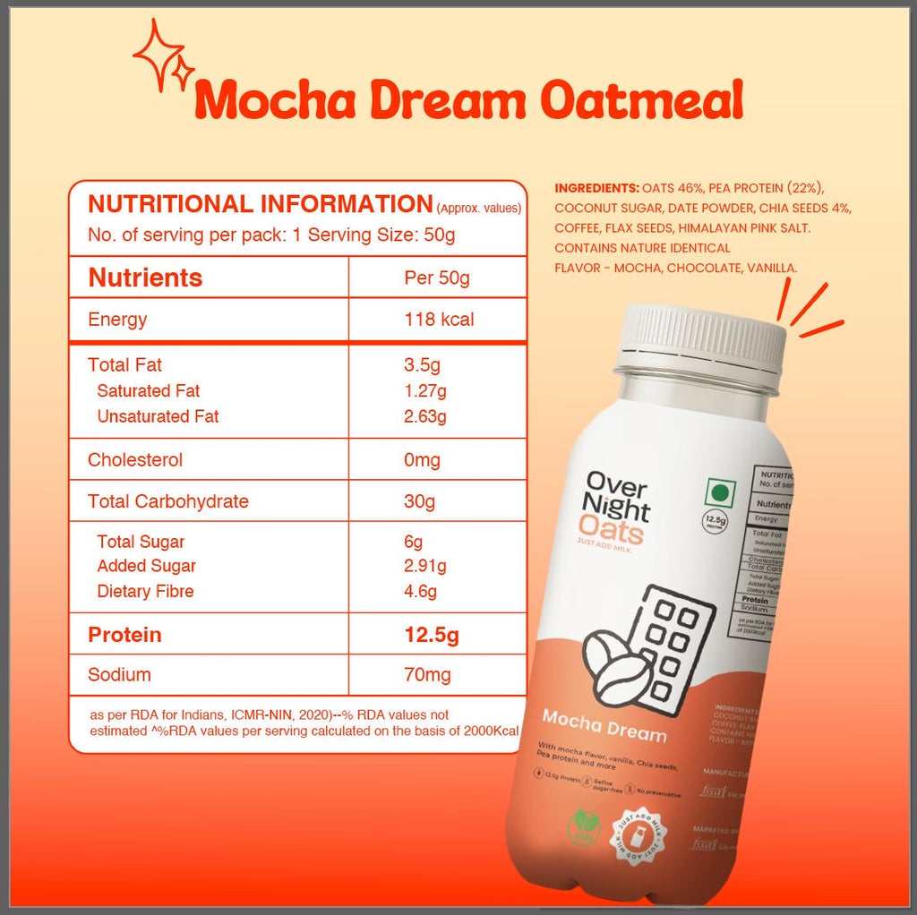 OverNightOats Vegan Mocha Dream Oatmeal - Distacart
