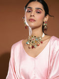 Maharani Multi Kundan Choker with Earrings- Ruby Raang
