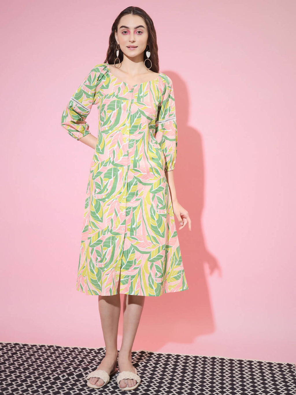Myshka Women's Multi Abstract Printed A-Line Dress - Distacart