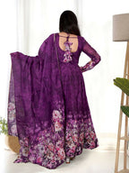 Joban Fashion Wine Kurta Set Organza Sequin Embroidery Work - Distacart
