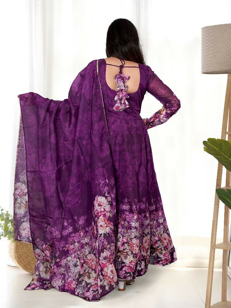 Joban Fashion Wine Kurta Set Organza Sequin Embroidery Work - Distacart