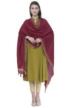 Mominos Fashion Moeza Cotton Golden Border Maroon Dupatta