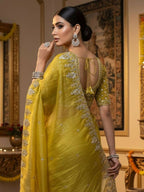 Joban Fashion Yellow Fandy Satin Silk Party Wear Sarees - Distacart