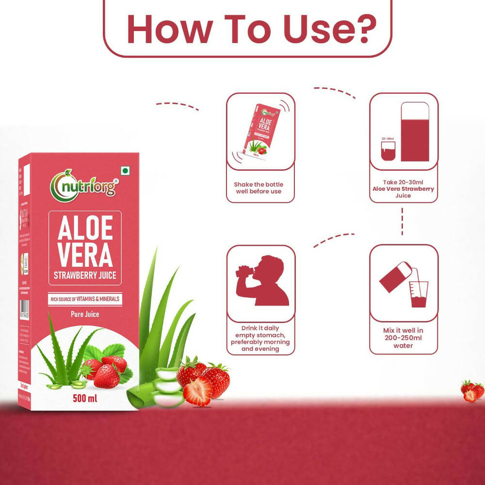 Nutriorg Aloevera Strawberry Juice - Distacart