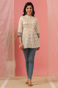 Juniper Women Ivory Cambric Printed Straight Tunic - Distacart