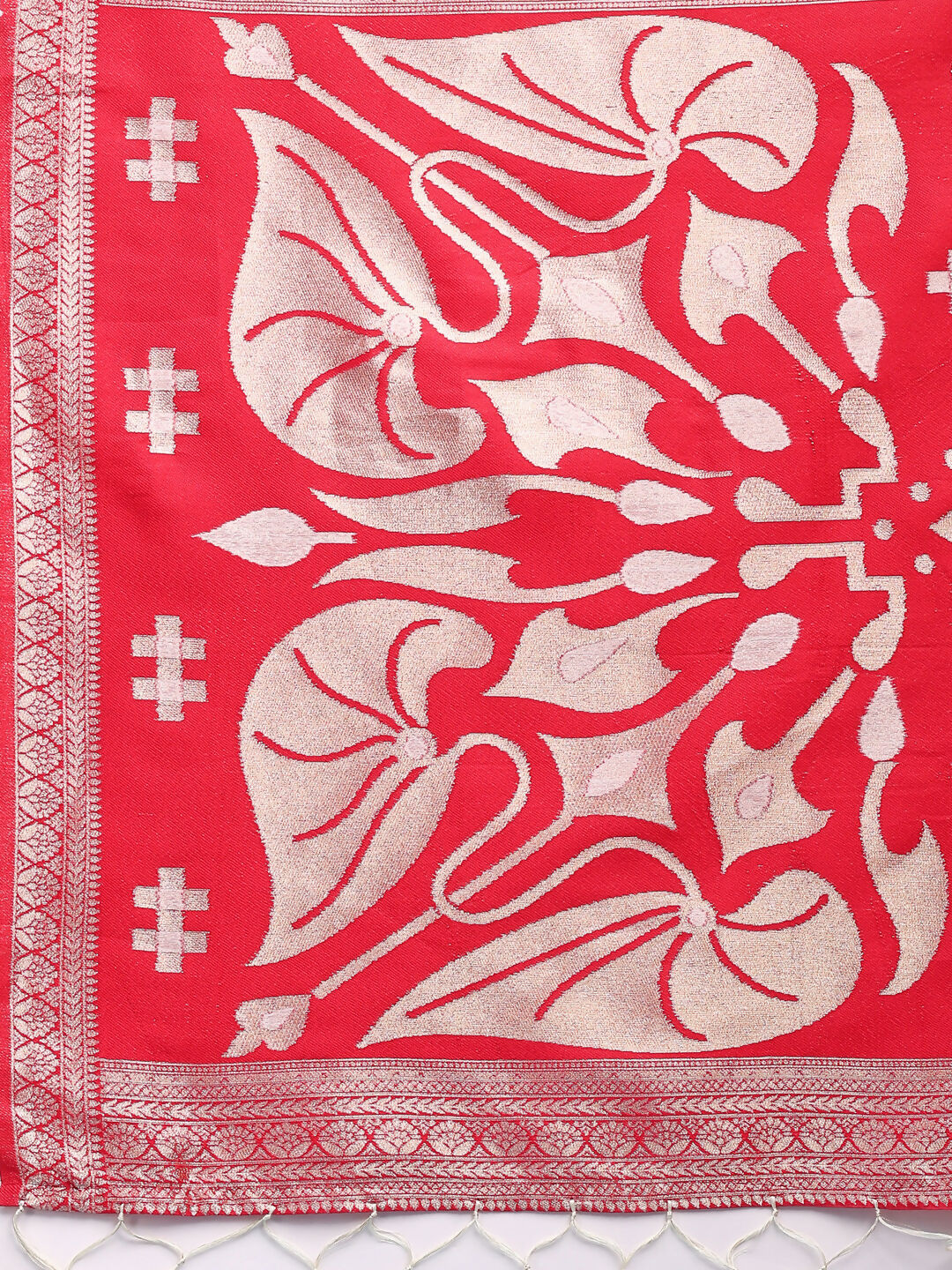 Shree Shyam Fashion Devistuti Red White Linen Cotton Saree