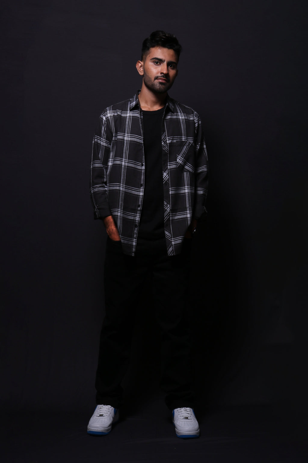 Jonesburg Men's Black Checks Regular Fit Shirt