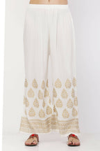 PAVONINE White Color Golden Printed Rayon Fabric Sharara For Women - Distacart