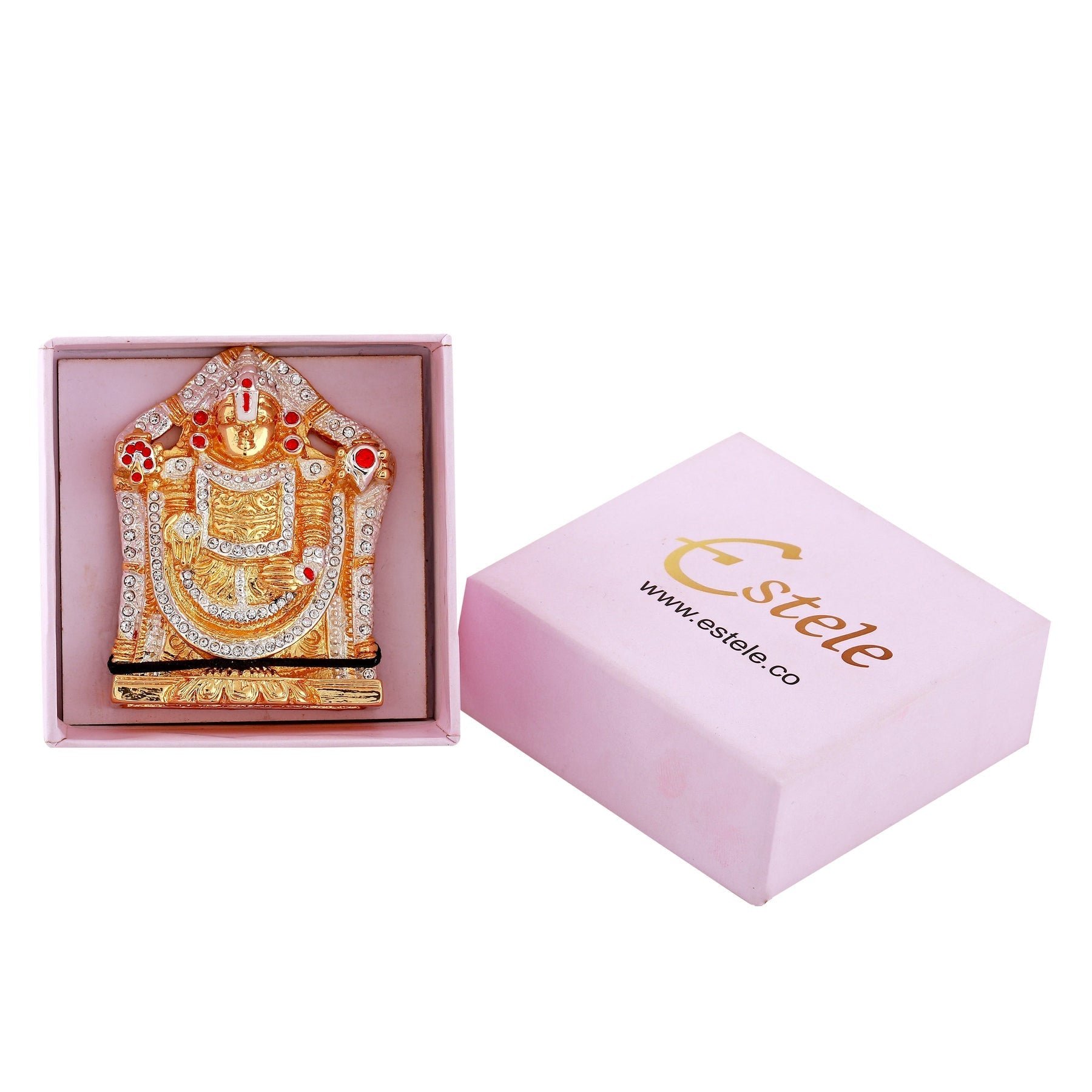 Estele Gold-Polished Lord Tirupati Balaji Idol Showpiece for Pooja Mandir/ Home Decorative