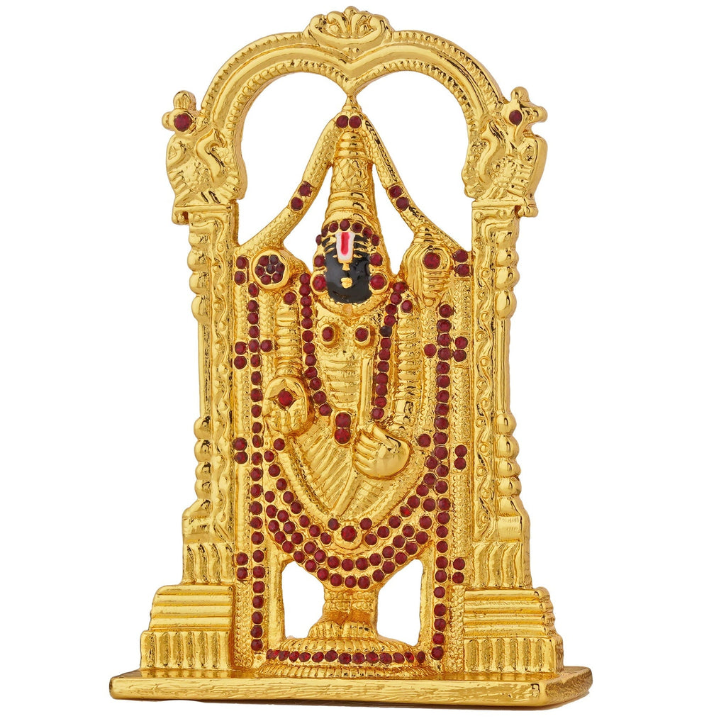 Estele Gold-Polished Lord Tirupati Balaji Idol Showpiece for Pooja Mandir/ Home Decorative
