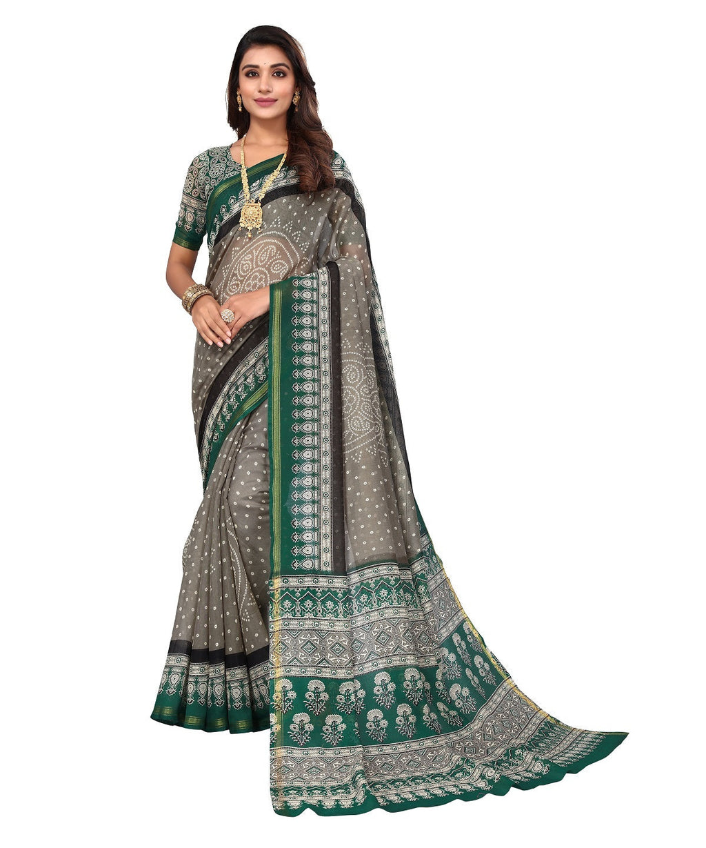 Vamika Linen Jari Border Grey Bollywood Style Saree