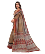 Vamika Linen Jari Border Brown Bollywood Style Saree