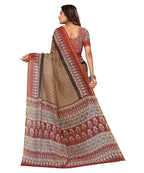 Vamika Linen Jari Border Brown Bollywood Style Saree