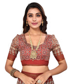 Vamika Linen Jari Border Brown Bollywood Style Saree
