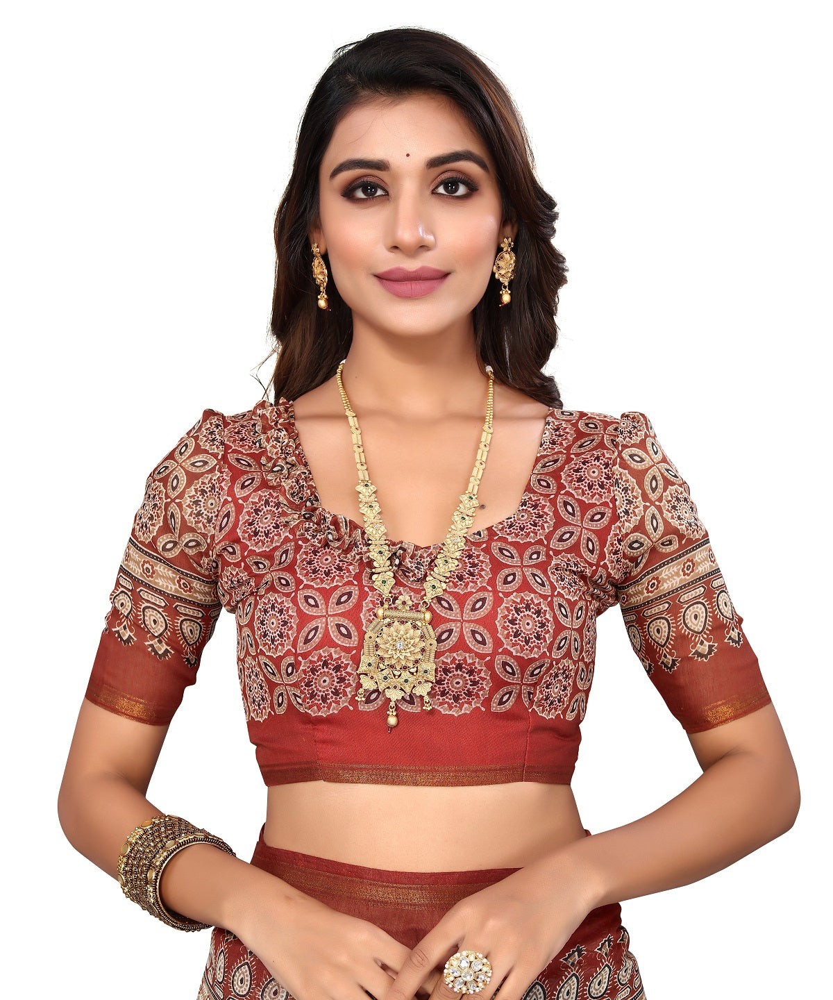 Vamika Linen Jari Border Brown Bollywood Style Saree