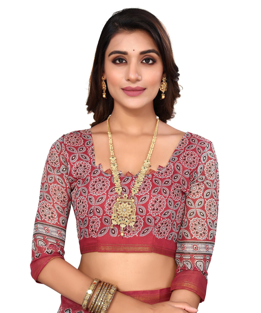 Vamika Linen Jari Border Grey Bollywood Style Saree - Distacart
