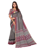 Vamika Linen Jari Border Grey Bollywood Style Saree